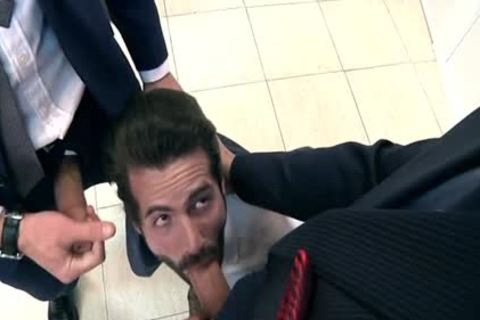 Muscle homosexual three-some With Facial